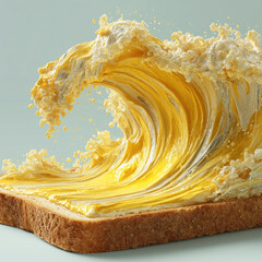 A wave of margarine on a slice of bread