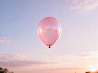 Fototapeta premium Pink balloon floating in sky