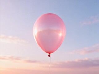 Fototapeta premium Pink balloon floating in sky