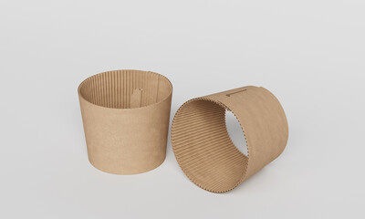 친환경 골판지 커피 컵 홀더 목업 Eco Friendly Corrugated Cardboard Coffee Cup Sleeve Mock up