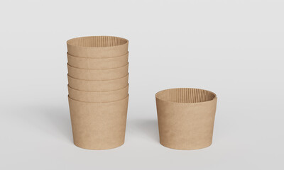 친환경 골판지 커피 컵 홀더 목업 Eco Friendly Corrugated Cardboard Coffee Cup Sleeve Mock up