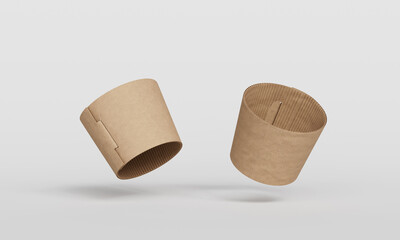 친환경 골판지 커피 컵 홀더 목업 Eco Friendly Corrugated Cardboard Coffee Cup Sleeve Mock up