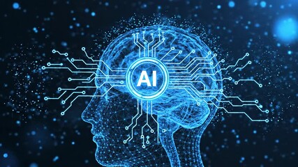 4K AI Brain Futuristic Technology Abstract Concept