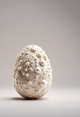 Ultra-Luxury Fashion Editorial Cover with Sculptural Ivory Egg Couture Object