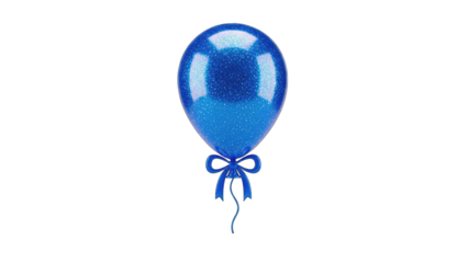 Blue Glitter Balloon with Bow on White Background