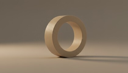 A solid beige torus ring shape rendered in 3D with soft studio lighting