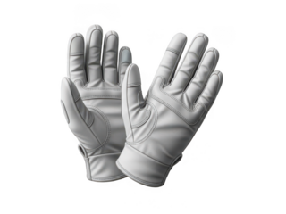 White leather gloves isolated on transparent background