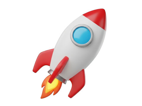 3d rocket illustration isolated on transparent background