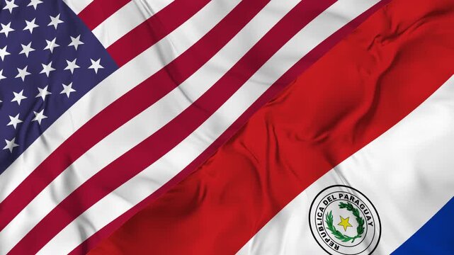 United States vs Paraguay flag animation seamless loop. 4K High Resolution