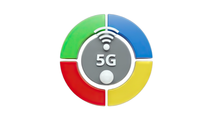 5G Wireless Technology Symbol on White Background