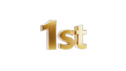 Golden 1st Text on White Background