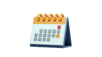 3D Calendar Icon with Highlighted Date on White Background