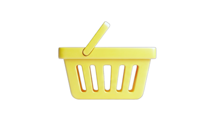 Yellow Shopping Basket Icon on White Background