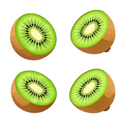 Fototapeta premium Four halves of green kiwi fruit isolated