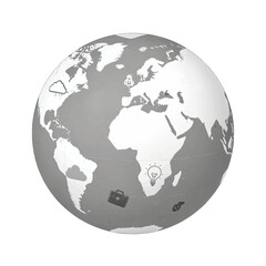 Fototapeta premium Globe with puzzle pieces and business icons.