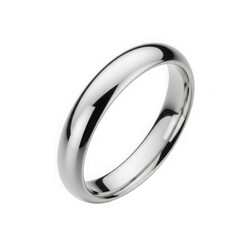 Elegant silver wedding band isolated on transparent background