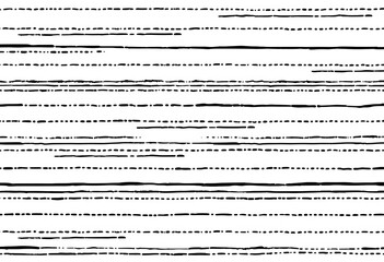 Abstract seamless pattern of thin black dashed horizontal lines on white background,  dashed,  textile