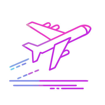 Neon Line Airplane Takeoff Icon
