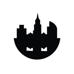 Fototapeta premium Modern Cityscape Skyline Silhouette Reflecting Icon Design