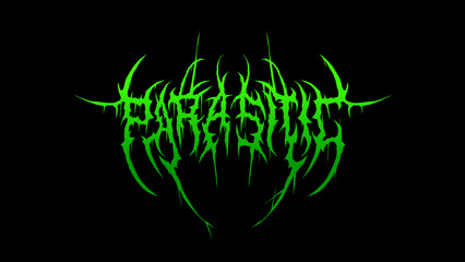 Parasitic metal typography vector in a sharp symmetry, tribal style lettering, perfect for band logos, t-shirt prints, stickers, or dark themed posters