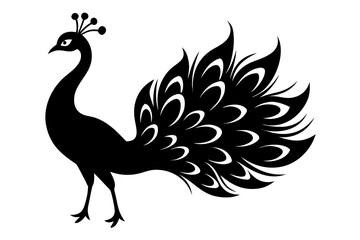 Fototapeta premium Peacock Silhouette Vector | Majestic Peacock Bird Icon