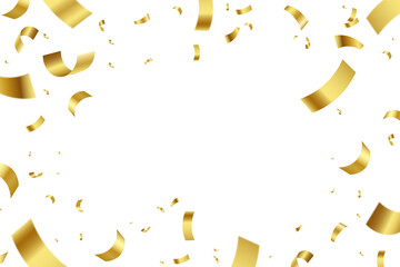golden confetti on white background