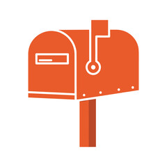 Orange mailbox icon on white background