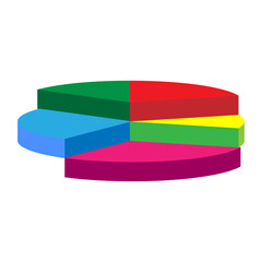 Obraz premium 3D Business Pie Chart Graph Colorful Finance Concept Six Values Vector Isolated on White