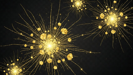 Obraz premium Abstract Golden Sparkle Explosion on Black Background, Festive Celebration Illustration