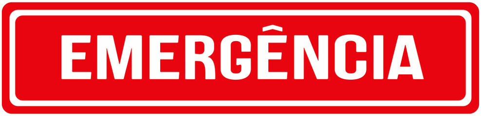 a sticker that says in Portuguese: emergency