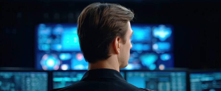 The cybersecurity operations room vigilantly tracks numerous advanced and dynamic threat detection systems nonstop - Powered by Adobe