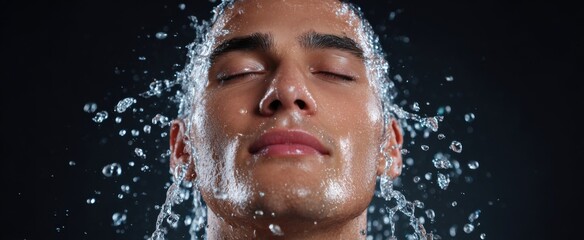 Cold water splashing onto a face awakens a sudden surge of refreshing relief