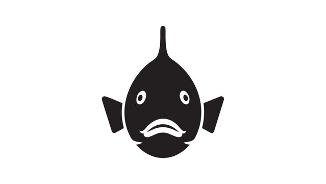 Cute cartoon black fish with wide eyes perfect for aquatic themed projects