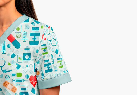 Uniform Lab Coat V Neck Close Up Mockup