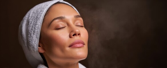 Fototapeta premium The steam facial treatment deeply hydrates skin and thoroughly cleanses clogged pores.