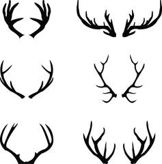 Stag Horns Black and White Silhouette