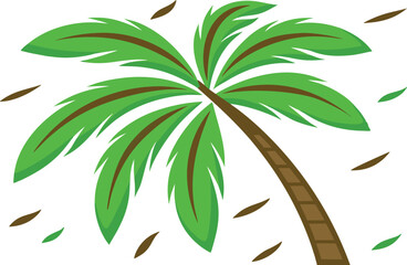 Storm Palm Tree Tropical Nature Scene. Palm Tree in Stormy Weather Illustration. Windy Storm Palm Tree Landscape Design Tropical Palm Tree During Storm Scene. Stormy Palm Tree Coastal Nature Artwork