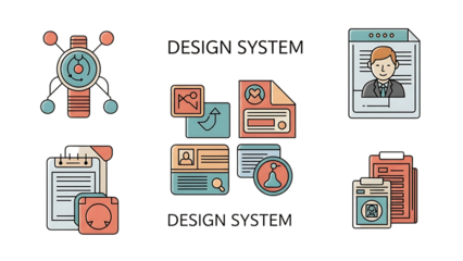 Various colorful documents isolated on transparent background