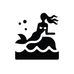Minimalist Silhouette of a Mermaid on a Rock Icon Vector Illustration