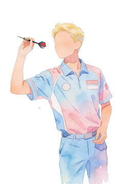 Darts Player, watercolor