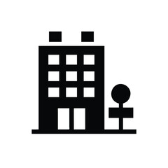 Modern Building Silhouette with Tree