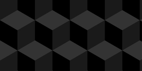 Obraz premium Cubic wall texture pattern. seamless cube grid hexagon technology background. Geometric pattern illustration mosaic, square and triangle wallpaper.
