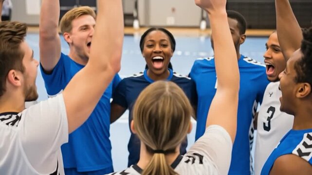 Young Multicultural Team Motivating in Sports Huddle - Teenagers Engaging in Teamwork Activity