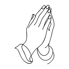 Dibujo de trazo único de manos en oración  © teracreonte