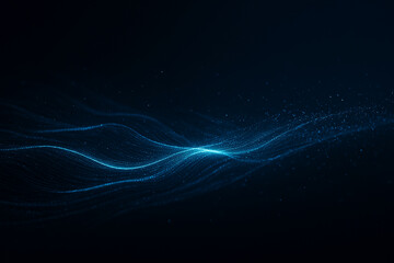 Obraz premium Glowing blue wave particles flowing through dark space