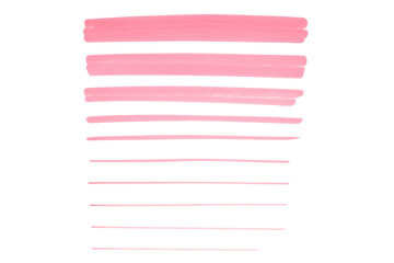 Pink highlighter strokes and underline design elements creating accent markers, lines, and brush streaks with a transparent background