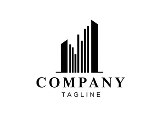  City Skyline Logo with Vertical Bars and Serif 