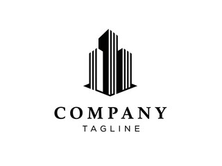 Geometric Skyscraper Logo with Company and Tagline