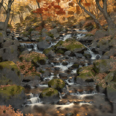 Autumn Waterfall in the Forest