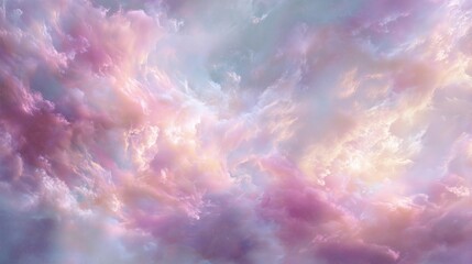 soft pastel colored sky with fluffy clouds